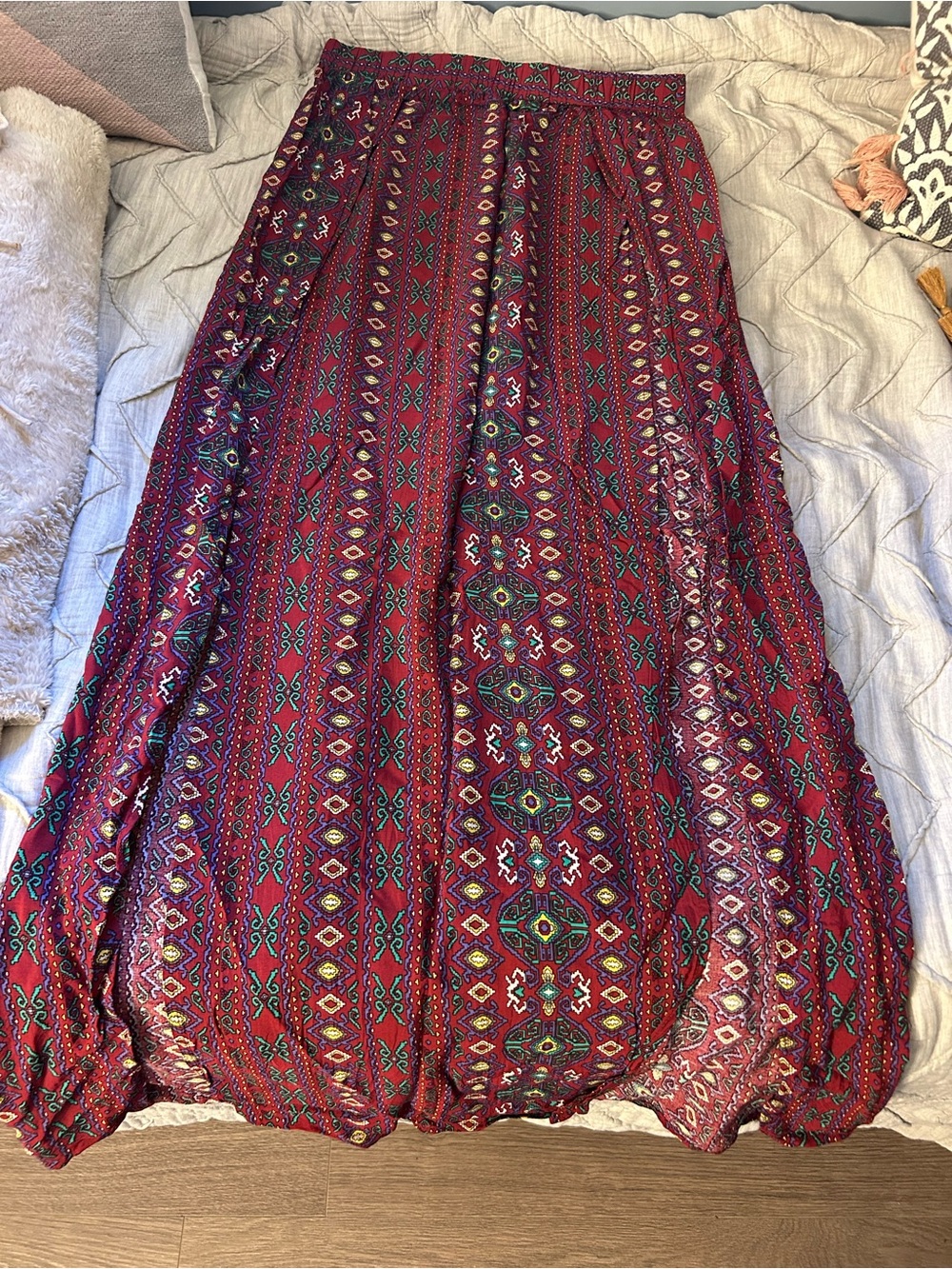 Bohemian Red Printed Maxi Skirt and Top
